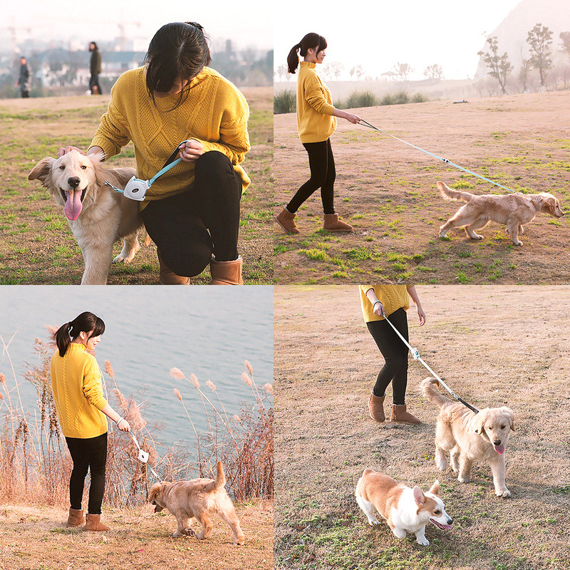Lesa retractabila DELE pentru animale de companie, lesa pentru plimbarea animalelor de companie de 1,4 m pentru mici/medii de pana la 40 kg, fara incurcare, extensie dubla directie, portabila