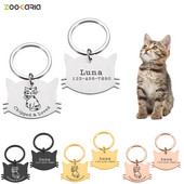 Placă personalizată Etichetă pentru animale de companie, pisică, câini, accesorii, zgarda, medalie cu gravură, pisicuță, nume de cățeluș, inscripție gravată, insigna față de pisică