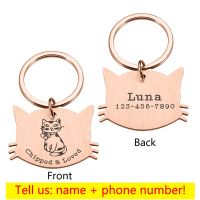 Placă personalizată Etichetă pentru animale de companie, pisică, câini, accesorii, zgarda, medalie cu gravură, pisicuță, nume de cățeluș, inscripție gravată, insigna față de pisică