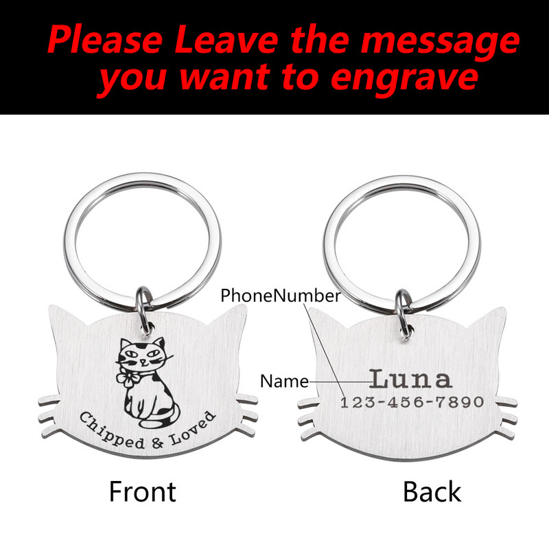Placă personalizată Etichetă pentru animale de companie, pisică, câini, accesorii, zgarda, medalie cu gravură, pisicuță, nume de cățeluș, inscripție gravată, insigna față de pisică