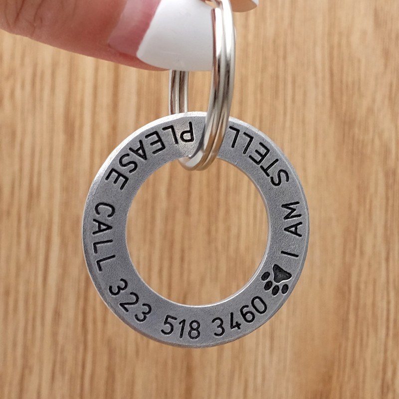 Εξατομικευμένη ετικέτα για κατοικίδια Ετικέτα ταυτότητας σκύλου Προσαρμοσμένη χειροποίητη ετικέτα σκύλου με χαραγμένο κείμενο Γούρι γιακά Αξεσουάρ Ρετρό κολάρο σκύλου Δώρο εραστή κατοικίδιων