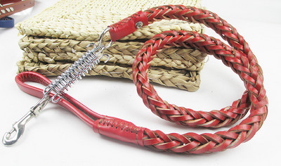 Lesă mare pentru câini, din piele naturală, împletită, pentru dresaj pentru ciobănesc, bulldog, labrador, gold retriever