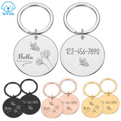 Personalizēta Gravēšana Mājas suņa vārda birkas Pielāgota kucēna ID atzīmes apkakle suņiem Nosaukuma plāksnīte Pretpazaudēšanas metāla atslēgu piekariņu aksesuāri