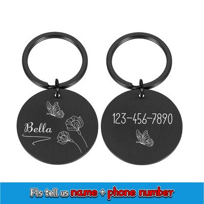 Personalizēta Gravēšana Mājas suņa vārda birkas Pielāgota kucēna ID atzīmes apkakle suņiem Nosaukuma plāksnīte Pretpazaudēšanas metāla atslēgu piekariņu aksesuāri