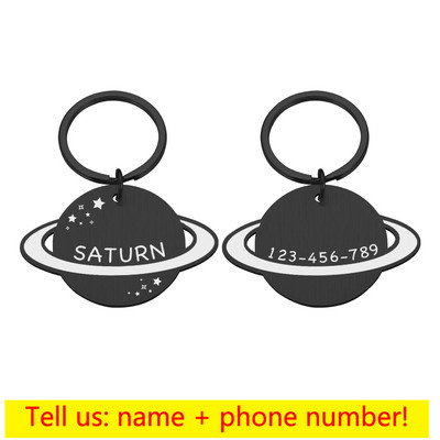 Medalie personalizată pentru câine de companie cu etichetă gravată cu laser Etichetă de identificare pentru cățeluș și pisică Etichetă personalizată pentru câini Planetă Accesorii pentru guler