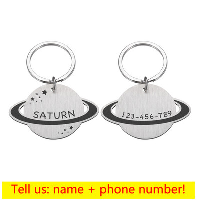 Medalie personalizată pentru câine de companie cu etichetă gravată cu laser Etichetă de identificare pentru cățeluș și pisică Etichetă personalizată pentru câini Planetă Accesorii pentru guler