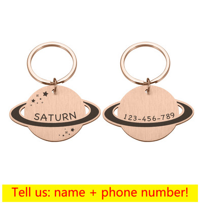 Medalie personalizată pentru câine de companie cu etichetă gravată cu laser Etichetă de identificare pentru cățeluș și pisică Etichetă personalizată pentru câini Planetă Accesorii pentru guler