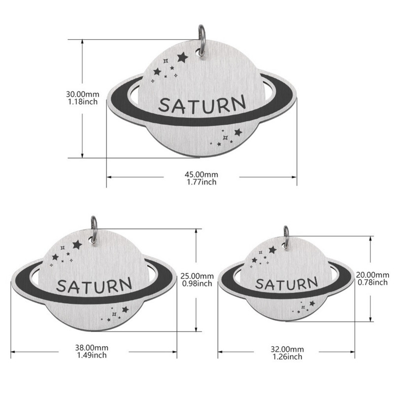 Medalie personalizată pentru câine de companie cu etichetă gravată cu laser Etichetă de identificare pentru cățeluș și pisică Etichetă personalizată pentru câini Planetă Accesorii pentru guler
