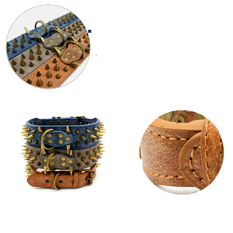 Teravad naeltega nahast koera kaelarihmad Pitbull Bulldog suur koera kaelarihm reguleeritav keskmise suurusega koertele Boxer SL