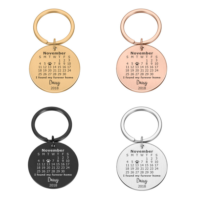 Prilagođene ogrlice za pse Personalizirana identifikacijska oznaka kućnog ljubimca Ugravirani privjesak za ključeve Privezak za mačku Štene Oznake Ime Datum Dodaci za privjesak za ključeve