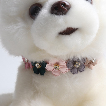 3D цветя Нашийник за кучета Малки кучета Котка Принцеса Колие Продукти за домашни любимци Сладки блестящи диаманти PU нашийник за малки кучета чихуахуа #