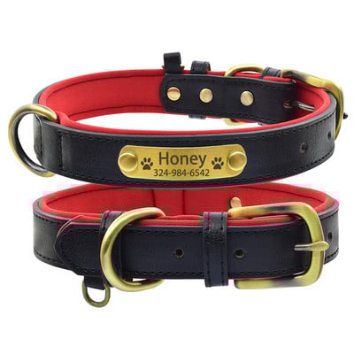 Εξατομικευμένο δερμάτινο κολάρο με όνομα σκύλου με επένδυση για μικρό μεσαίο μεγάλο σκύλο Προσαρμοσμένο χαραγμένο μαλακό άνετο κολάρο για σκύλους κατοικίδιων ζώων