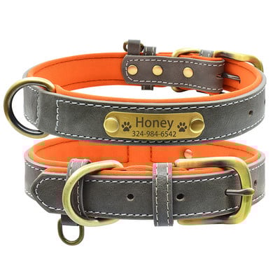 Εξατομικευμένο δερμάτινο κολάρο με όνομα σκύλου με επένδυση για μικρό μεσαίο μεγάλο σκύλο Προσαρμοσμένο χαραγμένο μαλακό άνετο κολάρο για σκύλους κατοικίδιων ζώων