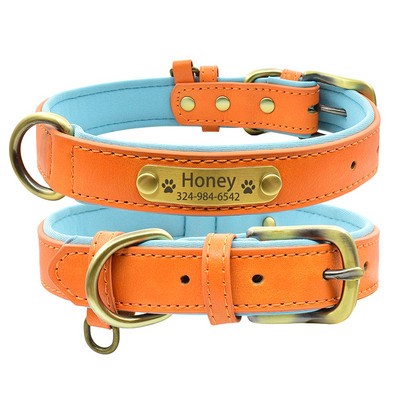 Εξατομικευμένο δερμάτινο κολάρο με όνομα σκύλου με επένδυση για μικρό μεσαίο μεγάλο σκύλο Προσαρμοσμένο χαραγμένο μαλακό άνετο κολάρο για σκύλους κατοικίδιων ζώων