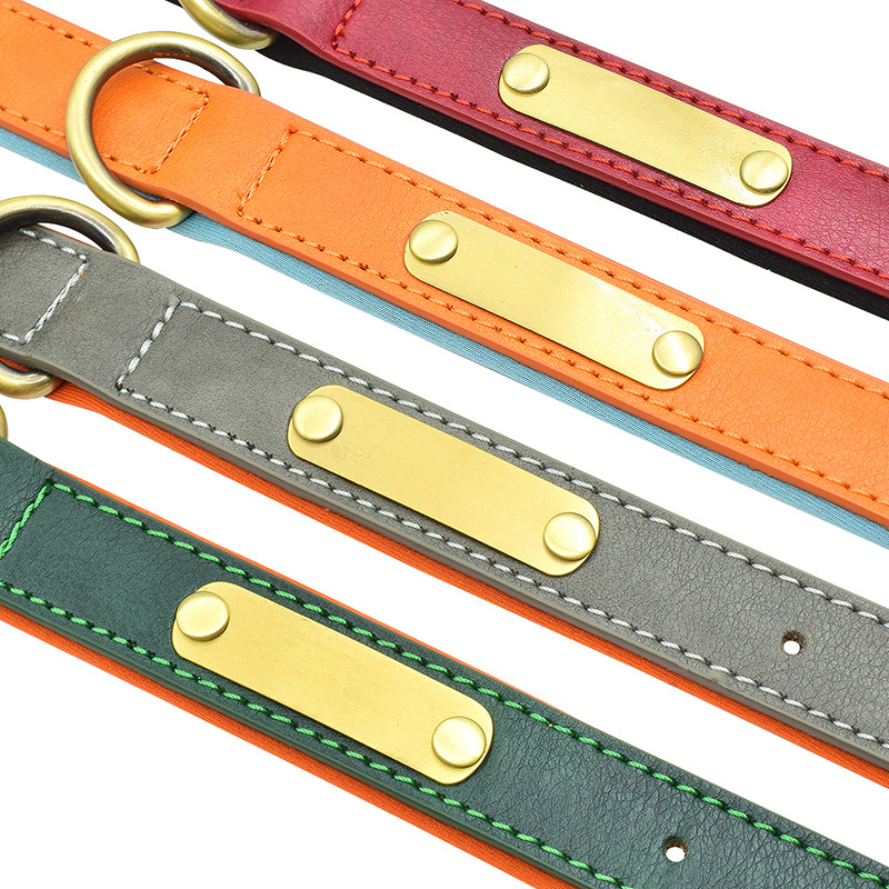 Εξατομικευμένο δερμάτινο κολάρο με όνομα σκύλου με επένδυση για μικρό μεσαίο μεγάλο σκύλο Προσαρμοσμένο χαραγμένο μαλακό άνετο κολάρο για σκύλους κατοικίδιων ζώων