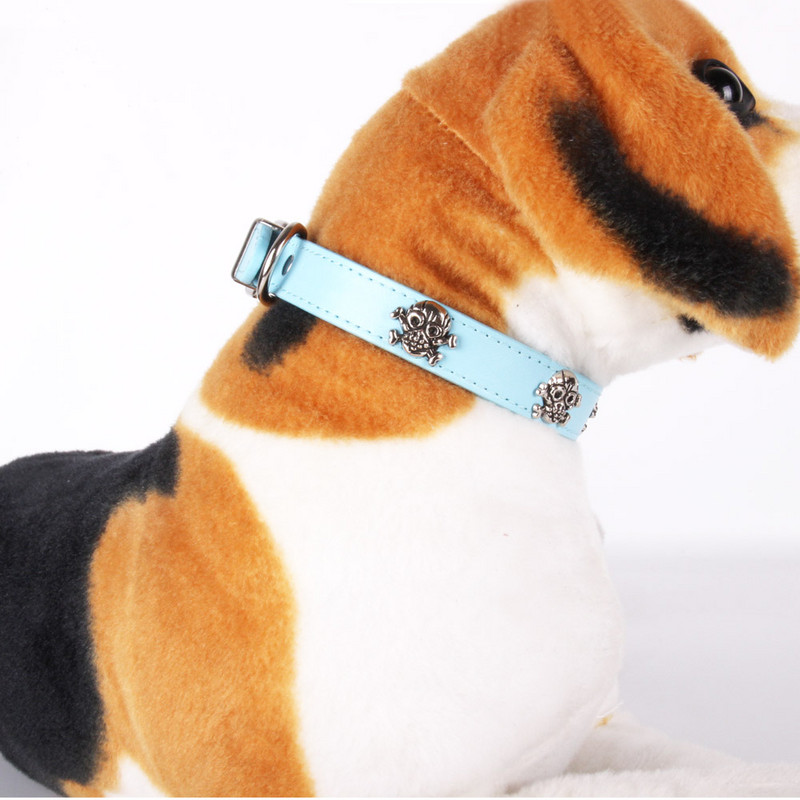 I have date With Pet Piele Craniu Accesorii pentru câini Guler pentru câini Curea personalizată pentru pisici pentru câini de talie mică și mijlocie Articole pentru animale de companie roșu albastru