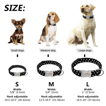 Персонализиран найлонов нашийник за кученце, регулируем идентификационен етикет за домашни любимци, безплатно гравиране на нашийници, етикети за малки, средни големи кучета, шарка на точки