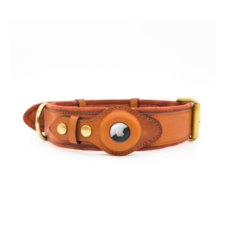 Κολάρο σκύλου για γνήσιο Apple AirTag, Γνήσιο δερμάτινο κολάρο σκύλου για εντοπισμό τοποθεσίας Αξεσουάρ AirTag συσκευής κατά της απώλειας κατοικίδιων