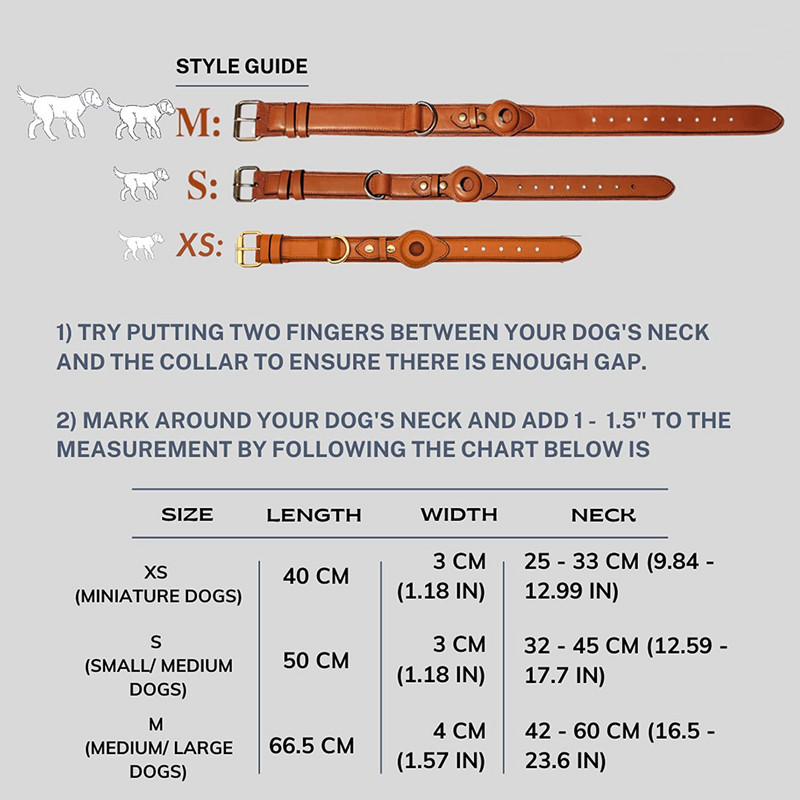 Κολάρο σκύλου για γνήσιο Apple AirTag, Γνήσιο δερμάτινο κολάρο σκύλου για εντοπισμό τοποθεσίας Αξεσουάρ AirTag συσκευής κατά της απώλειας κατοικίδιων