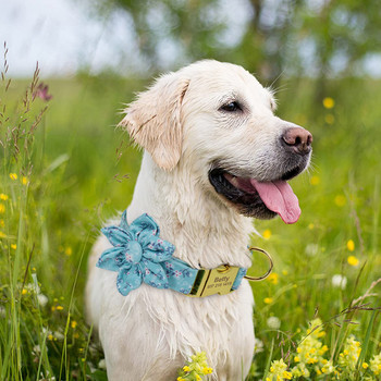 Цветен персонализиран нашийник за кучета Найлонови нашийници за кучета с щампа на цветя Персонализирани нашийници за домашни любимци за малки, средно големи кучета момичета