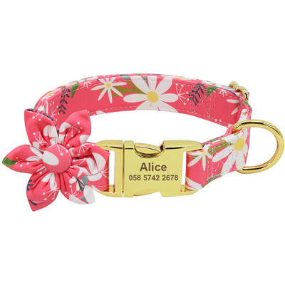 Floral Προσαρμοσμένο κολάρο σκύλου Nylon Flower εμπριμέ κολάρα σκυλιών κατοικίδιων Προσωποποιημένα κολάρα για κατοικίδια για μικρά μεσαία μεγάλα κορίτσια σκυλιά