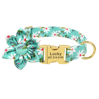 Floral Προσαρμοσμένο κολάρο σκύλου Nylon Flower εμπριμέ κολάρα σκυλιών κατοικίδιων Προσωποποιημένα κολάρα για κατοικίδια για μικρά μεσαία μεγάλα κορίτσια σκυλιά