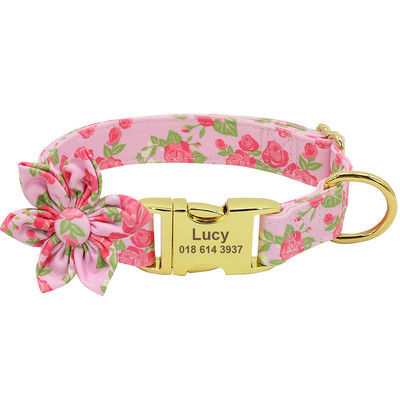 Floral Προσαρμοσμένο κολάρο σκύλου Nylon Flower εμπριμέ κολάρα σκυλιών κατοικίδιων Προσωποποιημένα κολάρα για κατοικίδια για μικρά μεσαία μεγάλα κορίτσια σκυλιά