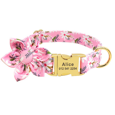Floral Προσαρμοσμένο κολάρο σκύλου Nylon Flower εμπριμέ κολάρα σκυλιών κατοικίδιων Προσωποποιημένα κολάρα για κατοικίδια για μικρά μεσαία μεγάλα κορίτσια σκυλιά