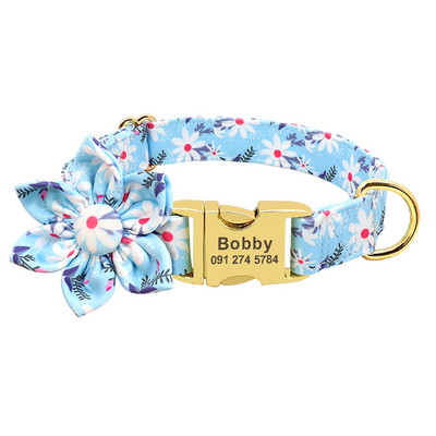 Floral Προσαρμοσμένο κολάρο σκύλου Nylon Flower εμπριμέ κολάρα σκυλιών κατοικίδιων Προσωποποιημένα κολάρα για κατοικίδια για μικρά μεσαία μεγάλα κορίτσια σκυλιά