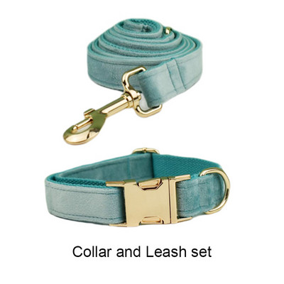 Zeleni baršunasti set ogrlice i povodca za pse za male srednje velike pse Prilagođeno ugravirana pločica s imenom Potrepštine za kućne ljubimce Povodac za pse Velvet29