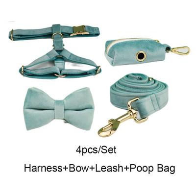 Zeleni baršunasti set ogrlice i povodca za pse za male srednje velike pse Prilagođeno ugravirana pločica s imenom Potrepštine za kućne ljubimce Povodac za pse Velvet29