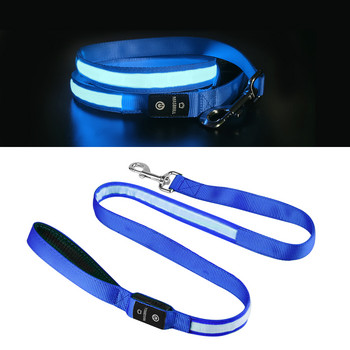 MASBRILL LED каишка за кучета USB акумулаторна каишка за домашни любимци Отразяваща найлонова мрежа Мека подплатена тренировка за ходене Видима и безопасна водоустойчива