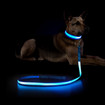 MASBRILL LED kutyapóráz USB újratölthető kisállat póráz Fényvisszaverő nylon háló, puha párnázott sétakiképzés látható és biztonságos vízálló