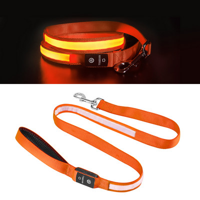 MASBRILL LED Λουρί σκύλου USB Επαναφορτιζόμενο λουρί κατοικίδιων Ανακλαστικό πλέγμα νάιλον με μαλακή επένδυση Εκπαίδευση περπατήματος Ορατό και ασφαλές αδιάβροχο