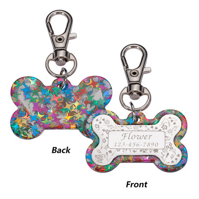 Etichetă personalizată de identificare pentru câini, pisică, colorată, guler de identificare pentru animale de companie, etichete cu nume pentru animale de companie personalizate gratuite pentru cățel etichetă din oțel inoxidabil Accesorii pentru animale d