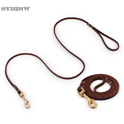 SYDZSW Pet Supplies īstas ādas suņu pavada vairumtirdzniecība vara āķis liela suņu pavada Labradora aitu suņu izstrādājumi 0,8 cm