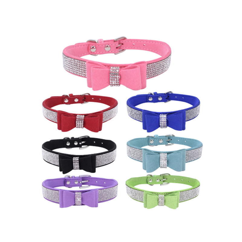 XXS~L Suurus Glitter Rhinestonest Kutsika Kassi Kaelarihmad Reguleeritav Nahast Kaelarihmad Väikestele Keskmistele Koertele Kassidele Koerte Lemmikloomade kaelarihmad