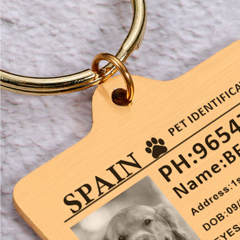 Персонализиращи се нашийници за кучета Фото тагове за кучета Медал с гравирано име Коте Аксесоари за кученца Персонализирана верига за колие за котки