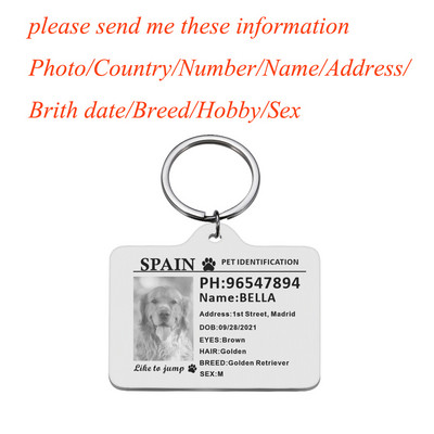 Kohandatavad koera kaelarihma fotosildid koertele Medal graveeringuga nimega Kassipoeg Kutsika Aksessuaarid Isikupärastatud kassi kaelakee kett