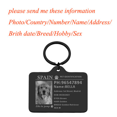 Kohandatavad koera kaelarihma fotosildid koertele Medal graveeringuga nimega Kassipoeg Kutsika Aksessuaarid Isikupärastatud kassi kaelakee kett