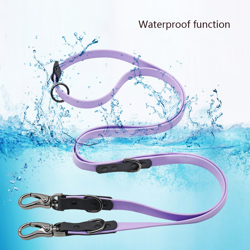 Lesă de câine multifuncțională cu două capete din PVC Lesă impermeabilă și rezistentă la murdărie cu dispozitiv de fixare din aliaj de zinc pentru dresajul de plimbare a câinilor