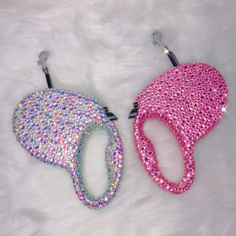 Bling Dog Leash 5m Durable Leash Automatic Retractable Nylon Cat Lead Extension Puppy Walking Running Lead Roulette για σκύλους