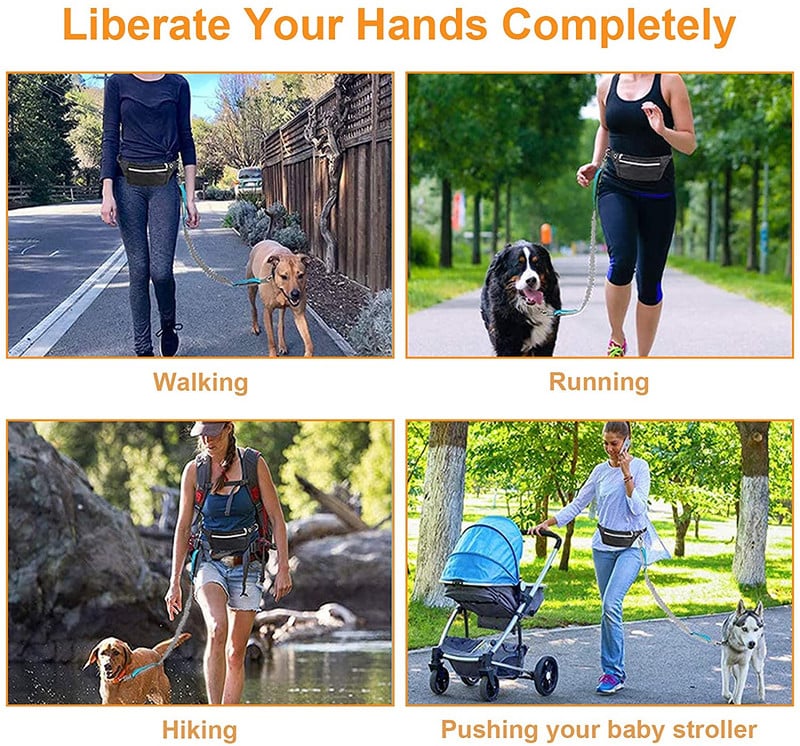 Lesă pentru câini Mâini libere reglabilă Plimbare pentru animale de companie Alergare Jogging Lese pentru cățeluși Cureaua din talie Cureaua pentru piept Coarda de tracțiune Accesorii pentru câini
