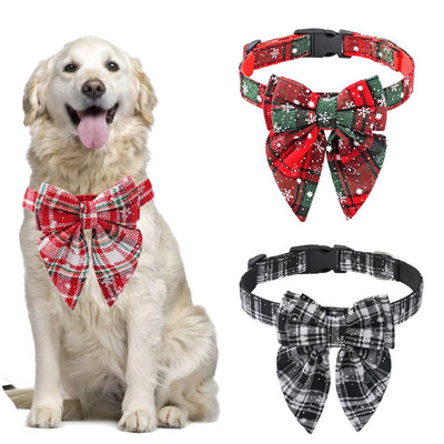 Craciun Pet Fulg de Zapada Arc Gulerare Colier In carouri Accesorii Pet Pentru Caini Mici Mijlocii Mari Pisica