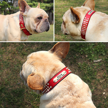 Bling Rhinestone Dog ID Collar Персонализирани нашийници за кучета Колие с табелка с име Мека подплатена огърлица за домашни любимци Безплатно гравиране S-2XL
