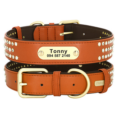 Κολιέ Bling Rhinestone Dog ID Εξατομικευμένο κολάρο για σκύλους Κολιέ με ονομαστική μαλακή επένδυση κολιέ για κατοικίδια Δωρεάν χάραξη S-2XL