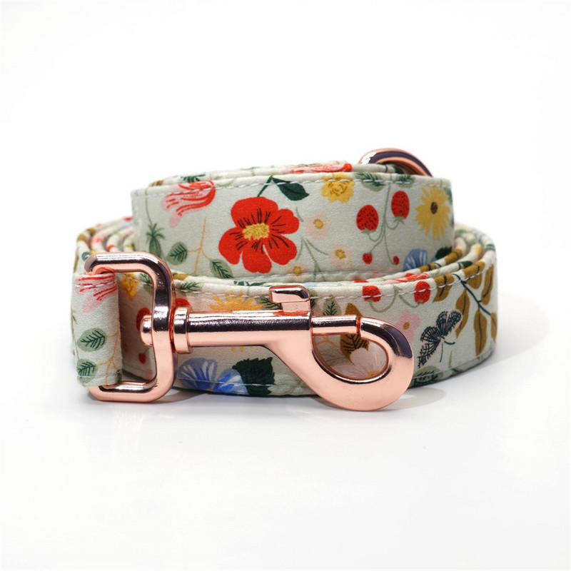 Isikupärastatud lilleline Lemon Girly koera kaelarihma lill koos sobiva jalutusrihma ja rakmetega