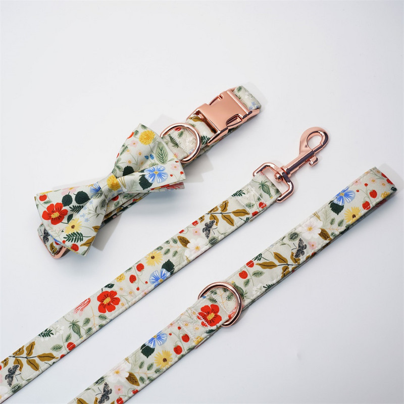 Isikupärastatud lilleline Lemon Girly koera kaelarihma lill koos sobiva jalutusrihma ja rakmetega