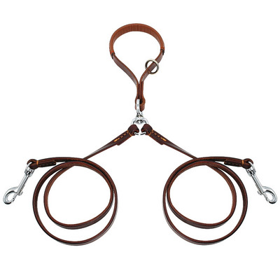 Lesă dublă pentru câini din piele naturală Lesă dublă pentru câini 360 de rotație fără încurcătură Lesă de mers și antrenament pentru doi câini Mâner moale