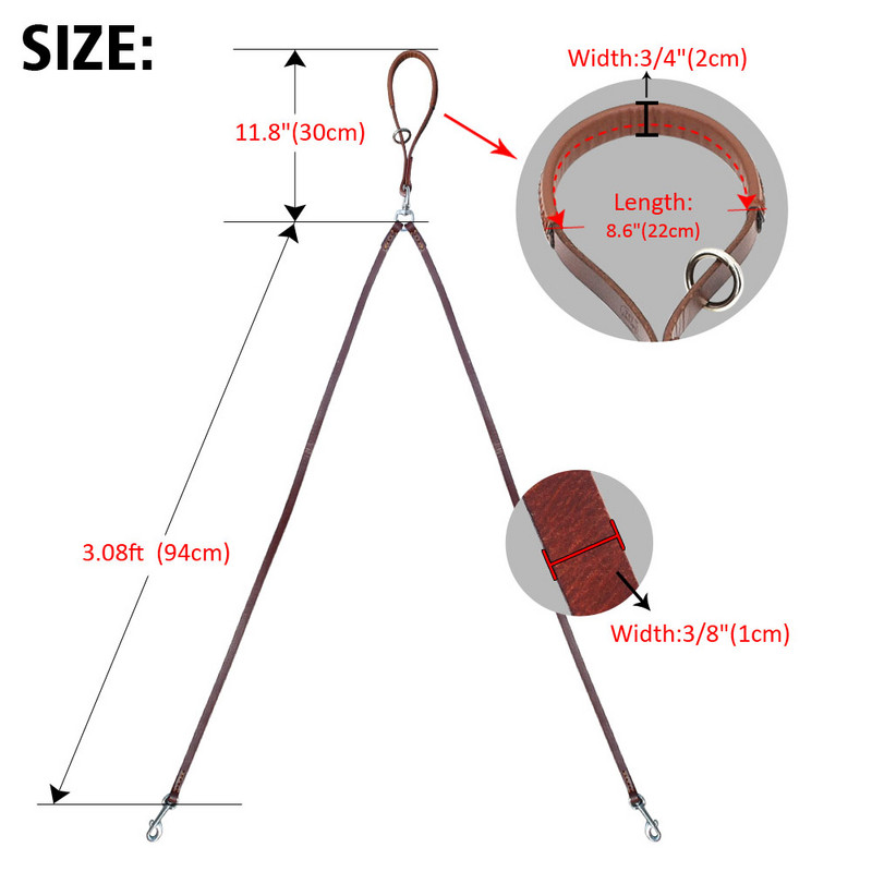 Lesă dublă pentru câini din piele naturală Lesă dublă pentru câini 360 de rotație fără încurcătură Lesă de mers și antrenament pentru doi câini Mâner moale